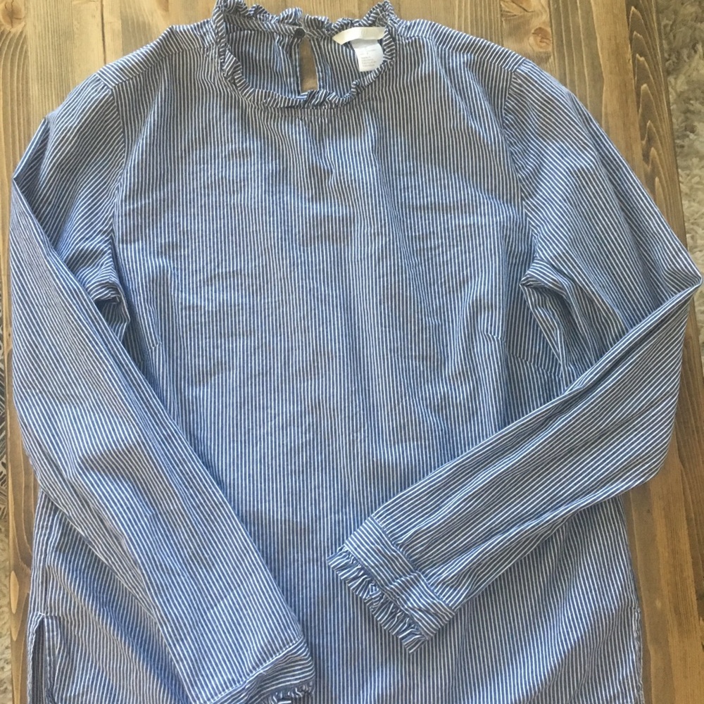 H&M high collar stripped blouse
